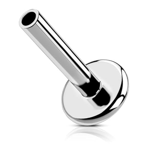 OUFER Earring Studs, G23 Solid Titanium 16G Push in Replacement Bar, Flat Back Gold Cartilage Helix Tragus Conch Lobe Lip Piercing Jewelry for Women and Men Silver 16g 12mm