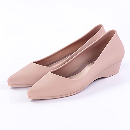 Women Cute Slip-on Ballet Shoes Solid Classic Pointed Toe Closed Toe Flats Comfort Dress Shoes Shallow Mouth Non-Slip Ladies Jelly Shoes2