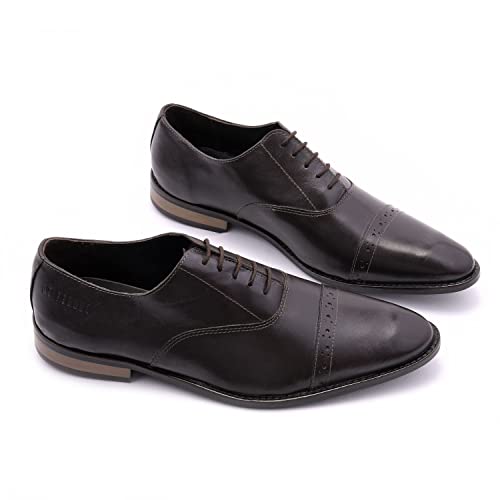 Image of Handmade Premium Genuine Leather Formal Shoes for Men | Brown Office Dress Lace up Formal Oxford Shoes