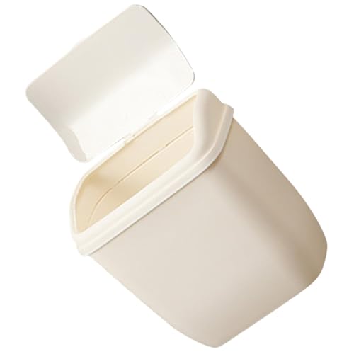 Toyvian Cubo de Basura Colgante para Puerta de Gabinete, Tamaño Compacto 17x10,5x19 Cm, Color Claro, Plástico Seguro sin Taladro, Tapa para Cocina, Baño y Reciclaje Doméstico