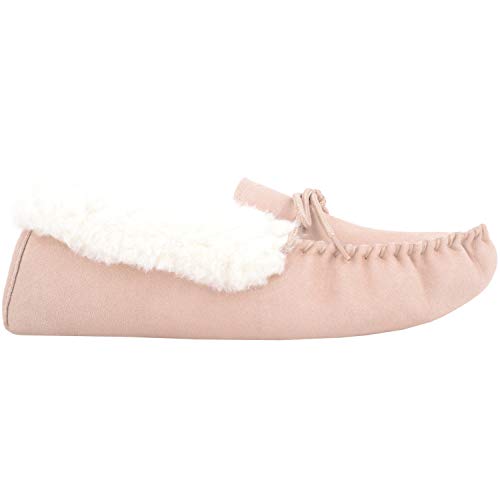 SNUGRUGS Womens Wool Lined Moccasin Slippers with Soft Sole & Wool Cuff4