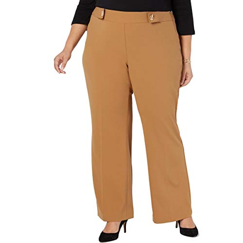 INC Womens Plus Embellished Wide Leg Pants Brown 24W
