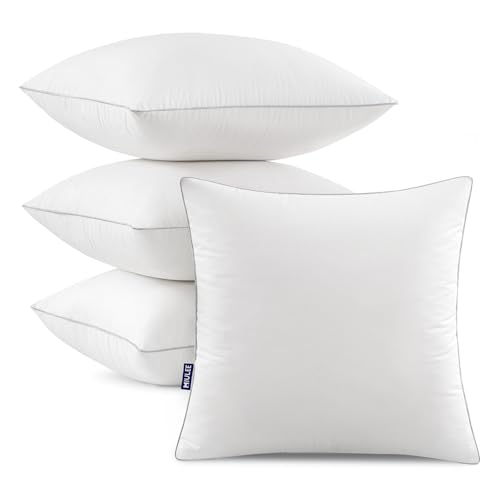 MIULEE 16x16 Pillow Inserts (Set of 4) -Decorative Throw Pillow with 100% Cotton Cover Square for Sofa Couch