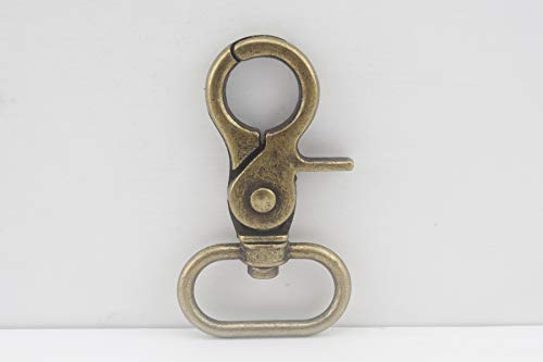3dancraftit Lobster Claw Bolt Swivel Snap Hooks Clasp Lanyards Trigger Hook zinc alloying 1 inch / 25mm (Eye Size) 6 Pieces Anti Brass P79