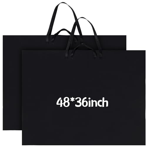 Abbylike 48 x 36 Inch Art Portfolio Bag Large Size Art Supply Bag with Nylon Shoulder Waterproof Poster Board Painting Drawing Sketch Storage Carry Case for Artwork Gift Supplies(Black,1 Pcs)