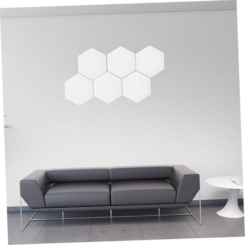 HEMOTON 6pcs paneles acústicos autoadhesivos hexagonales para paredes, aislamiento acústico para estudios y oficinas, fibra de poliéster blanca miniatura 4