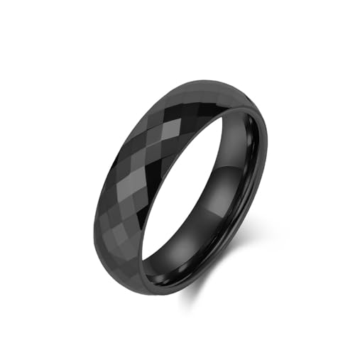 Bague de fiançailles tungstène noir homme alliance facettée 6mm confort 59