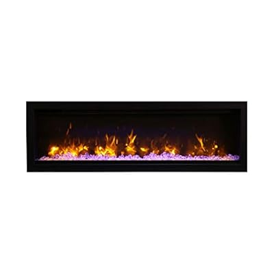 Amantii Symmetry Series Built-in Electric Fireplace with Logs and Black Semi-Flush Mount Surround (SYM-50-SYM-XS-50), 50-Inch
