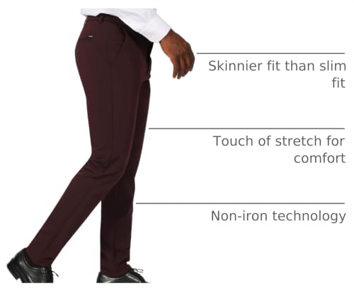 Image of Plaid&Plain Men's Stretch Dress Pants Slim Fit Skinny Suit Pants
