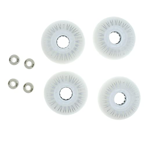 Aymzbd Set of 4 LED Flashing Wheels for Inline Skating 72mm 76mm, White, 72mm