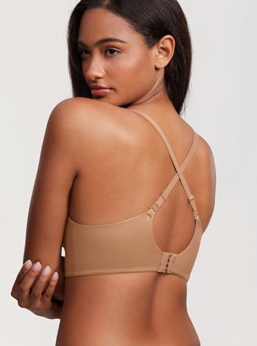 Image of DOBREVA Women's Push Up Wireless Bra Padded T Shirt Bras No Underwire Plunge Bralette