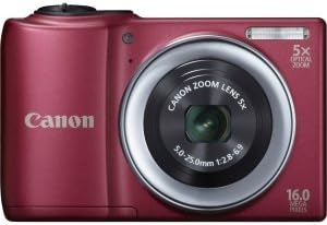 Canon PowerShot A810 16.0 MP Digital Camera with 5X Digital Image Stabilized Zoom 28mm Wide-Angle Lens with 720p HD Video Recording (Red)