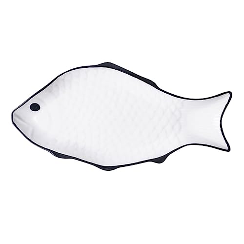 OFFSCH Fish Shaped Plate Steamed Ceramic Serving Platter Dinnerware for Home Hotel Restaurant