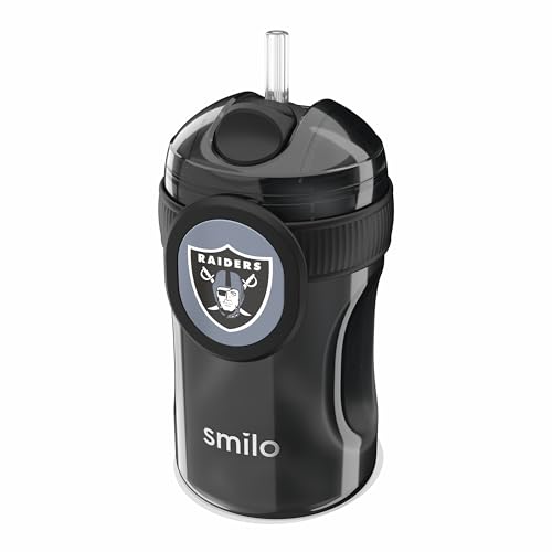 Smilo Straw Cup - Las Vegas Raiders Officially Licensed NFL Sippy Cup - Baby and Toddler Cup with Weighted Silicone Straw and 8.5 oz Capacity - BPA-Free