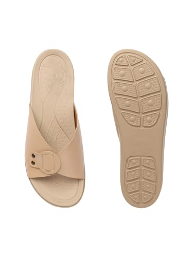 Image of Carlton London women's Flatform Comfortable Slide Sandals with Buckle