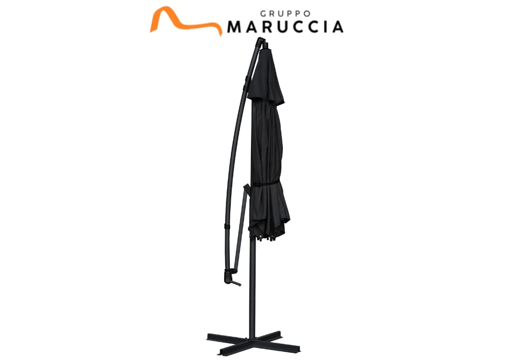 Gruppo Maruccia - Ombrellone da Giardino a Banana con Braccio Laterale - Struttura in Acciaio Rinforzato Telo in Poliestere Idrorepellente e Anti Raggi Solari - Diametro 3 Metri