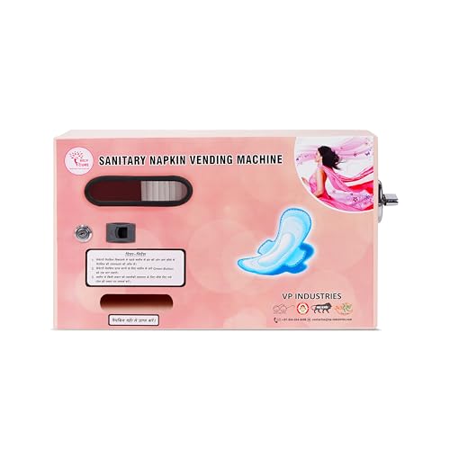 BY VP Industries (Manual Operated with 5 ₨ Coin | Capacity-30 Pads) Sanitary Napkin Vending Machine | Operates BY inserting a 5 Rs coin and rotate a knob @ 360 degrees to dispense a napkin