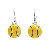 GIMMEDAT Softball Enamel Dangle Drop Earrings Jewelry Girls Women Mom Player Fan Gift