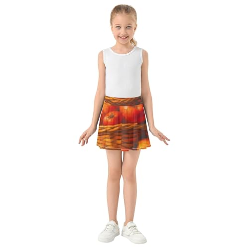 Athletic Shorts for Girls Skorts Toddlers Tennis Skirts Custom Flowy Skort Autumn Leaves Apples Pumpkins 3t3