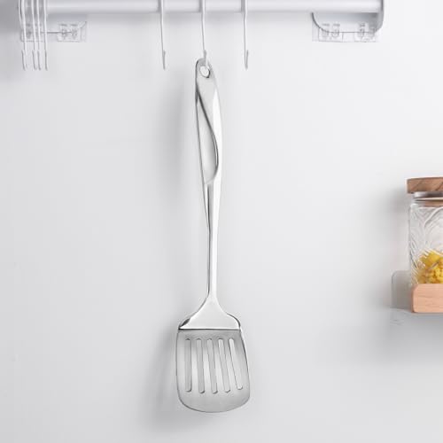 HANSGO Stainless Steel Slotted Turner, Slotted Spatula 15 Inches Cooking Utensils for Kitchen Flipping Grilling Fish Eggs