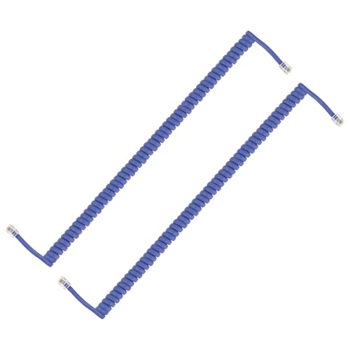 PATIKIL 2 Cavi Telefonici Per Telefoni Fissi, 2 Metri (Avvolti 0.4 Metri) RJ9/RJ10 4P4C Cavo Universale Per Telefono Fisso Accessorio, Blu