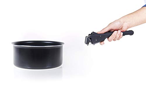 Sitram 712382, Batterie de cuisine 7 pièces : 3 casseroles + 3 poêles + 1 poignée amovible - Aluminium pressé - Tous feux dont induction, Noir – Image 6