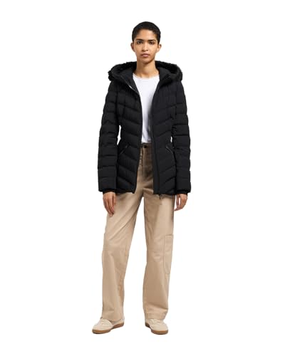 Moose Knuckles Women's Roselawn 5 Jacket, Medium, Black W/Black Shearling