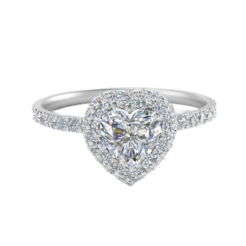 Image of Choose Your Gemstone Rollover Heart Diamond CZ Engagement Ring 925 Sterling Silver Heart Shape Petite Engagement Rings Lightweight Office Wear Everyday Gift Jewelry US Size 4 to 12
