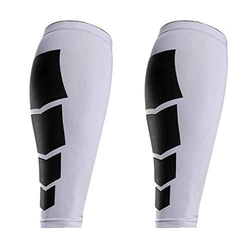 WSLCN 2 Compression Calf Guards Sleeves Unisex Compression Socks Shin Splints Circulation Leg Cramp Running Leg Pain Compression Support Stockings Sleeves White Large