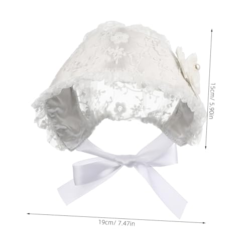 Adjustable Lace Hat for Newborns and Boy Girl Years Bonnet with Comfortable Fit for Photos Outings and Daily Wear White2