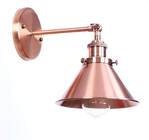 TCHAUSGZZD Wall Sconce, Wall Lights with E27 Iron Socket, Sconces, Lighting with Adjustable Conical Lampshade for Barn Vanity Mirror Decoration