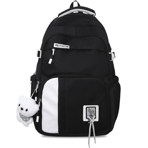 Teclado Kawaii Backpack with Cute Accessory 18.1 Inch Bookbags Laptop Bag Casual Lightweight Travel Daypacks (Black)