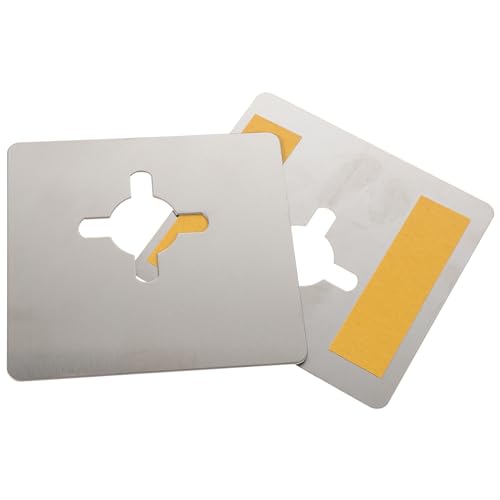 FONDOTIN 2個 玄関鍵用ステンレス製ドア補強プレート 木製 属ドア対応 割型レバーロック ラッチ用穴埋め板 接着テープ式で簡単取付 錆びにく