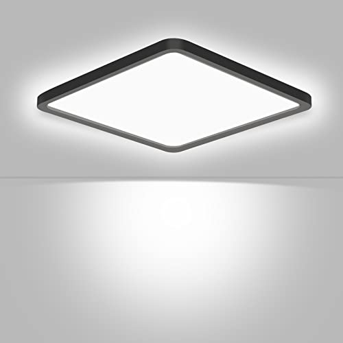 Ouyulong Plafonnier Led Mince,Imperméable IP44 Plafonnier Salle De Bain, Plafonnier Led Carré 24W,5000K, 2600LM, 23CM, Plafonnier Pour Salon, Cuisine,...