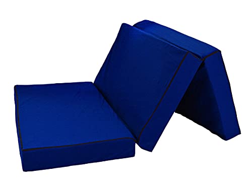 SHOGAZI Colchón Plegable de 140 x 200 x 12 cm, colchón para Invitados para Adultos, colchón para niños, colchón de Viaje Plegable, Made in Germany, Color Azul Cover