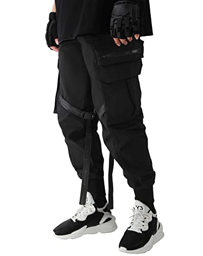Niepce Inc Pantalones Cargo japoneses Streetwear techwear para Hombre de diseño, Negro -, Small