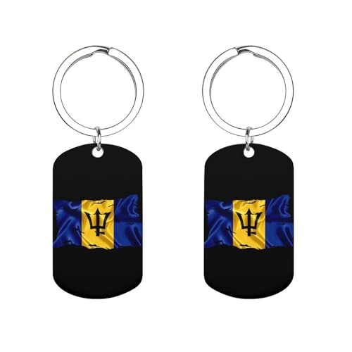 Porte-clés en métal avec drapeau de la Barbade déchiré et cassé pour femmes et hommes, motif tendance pour papa, fils, frère, mari, petit-fils, accessoires, cadeaux de vacances