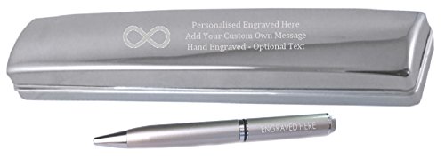 Stylo argent chrome satiné personnalisé gravé avec écrin amour infini