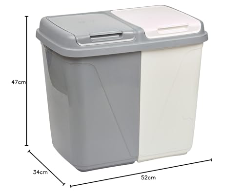 URBNLIVING 60L Double Kitchen Recycling Laundry Duo Bin Garbage Under Cabinet Trash Can (60L-Grey and White) - Image 4