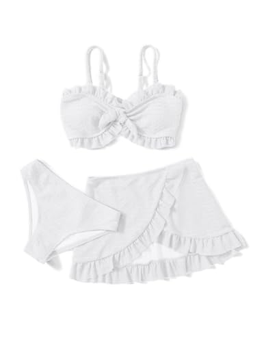 Arshiner 3er Bikini Set Mädchen Badeanzug Krawatte Front RuffleTrim...