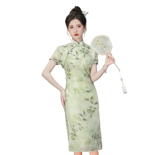 Robe Cheongsam fleurie vêtement femme été style asiatique chic