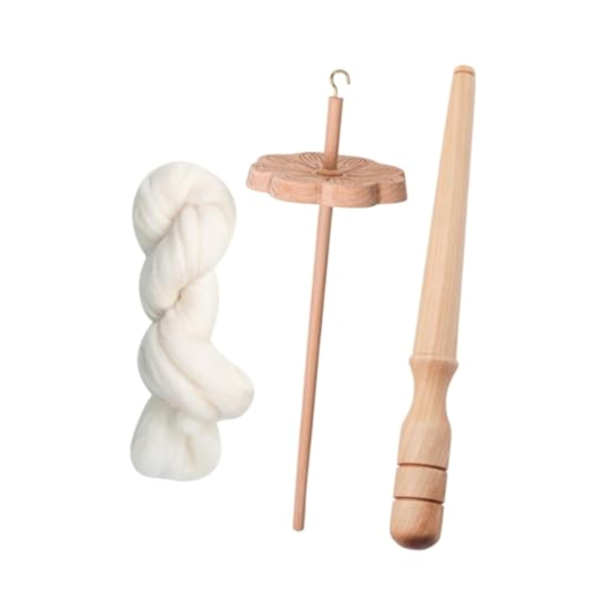 Flower Shape Drop Spindle with Winder Stick for Knitting