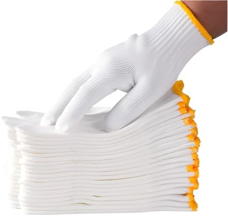 Unisex white cotton polyester knittedsafety gloves,suitable for g...