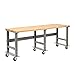 Global Industrial Mobile Adjustable Height Workbench, Maple Butcher Block Square Edge, 96" W x 36" D, Gray