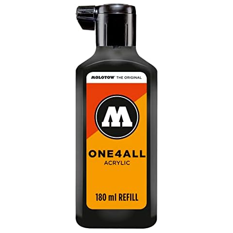 Molotow ONE4ALL Acrylic Paint Refill ONE4ALL Paint Marker, Signal Black, 180ml Bottle, 1 Each (692.180), 6.08 Fl Oz (Pack of 1) Cover