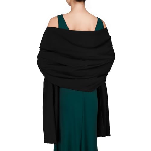 Image of SWAT PANY Ladies Black Scarf for Women Pashmina Shawls and Wraps for Wedding Evening Dress