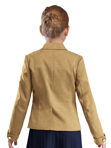 easyforever Kids Girls Blazer Jacket Solid Button Down Long Sleeve Lapel Formal Suit Coat School Uniform Dress Tops2