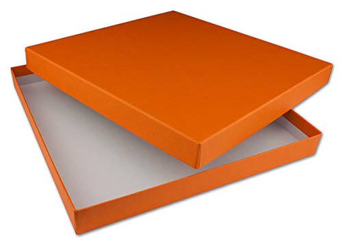 NEUSER PAPIER Caja Cuadrada de Almacenamiento y Regalo en Color Naranja, 24 x 24 x 2,3 cm - Ideal Como Caja de Fotos Con Tapa