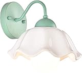 Wall Lamp French Country Style Flower Shape Ceramic Lampshade Wall Light Indoor Bedroom Living Room