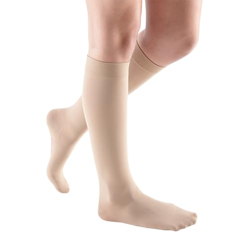 Image of Mediven Women's Comfort Knee High 20-30mmHg Semi-Sheer Compression Stocking | Soft, opaque graduated knee high stockings for women with comfortable design for work, travel, and daily wear.